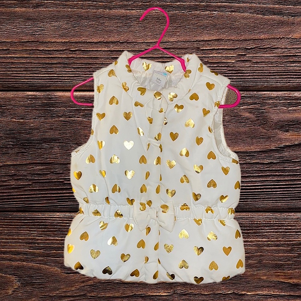 (SOLD)Gold & White Heart Vest